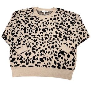 Workshop Republic Womens‎ Crew Neck Sweater Tan Black Animal Print Size 1X